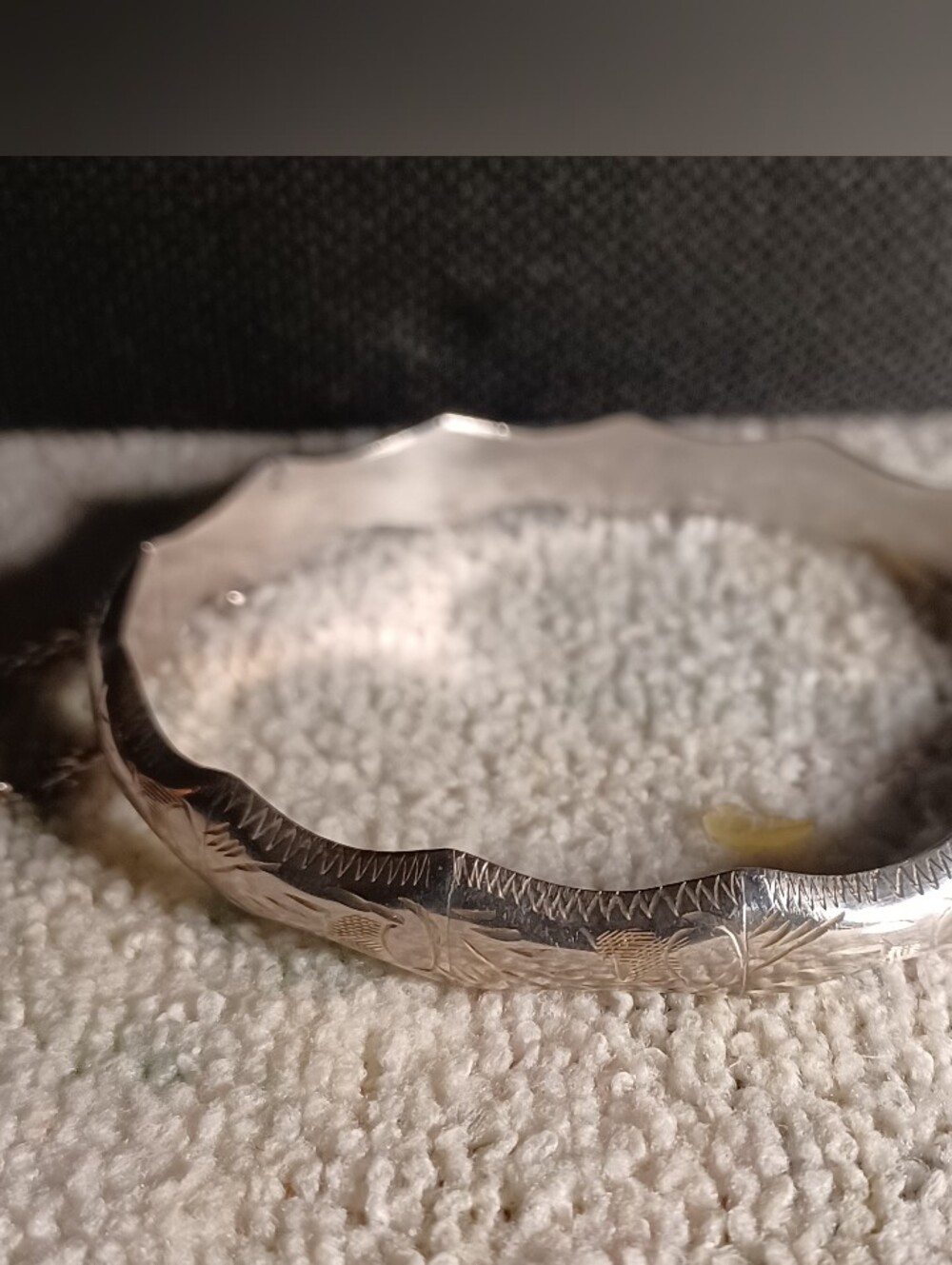 Engraved Sterling silver .925 Bangle Bracelet 8"